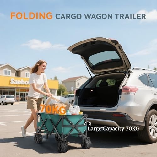 140L Folding Festival Trolley Cart Big Wheels Outdoor Garden Beach
