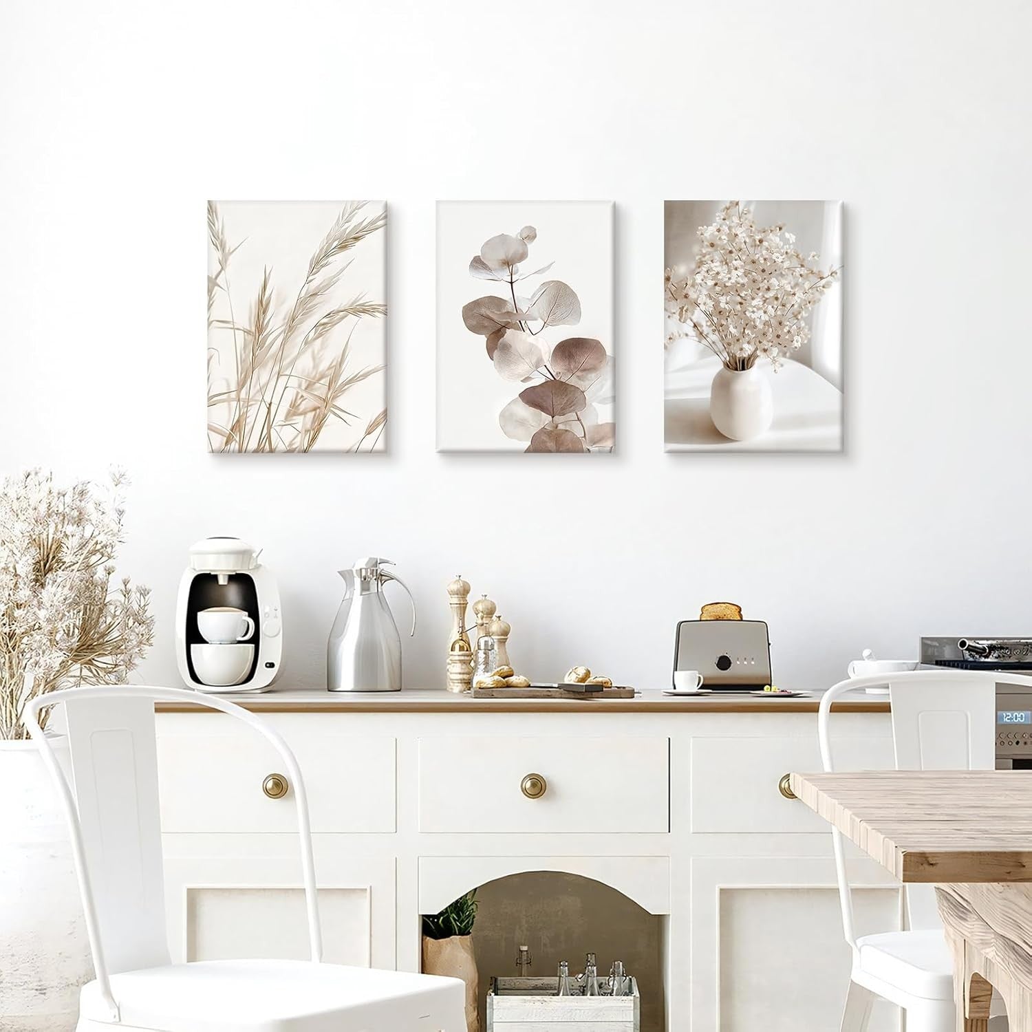 Set of 3 Boho Floral Canvas Wall Art 40x60cm