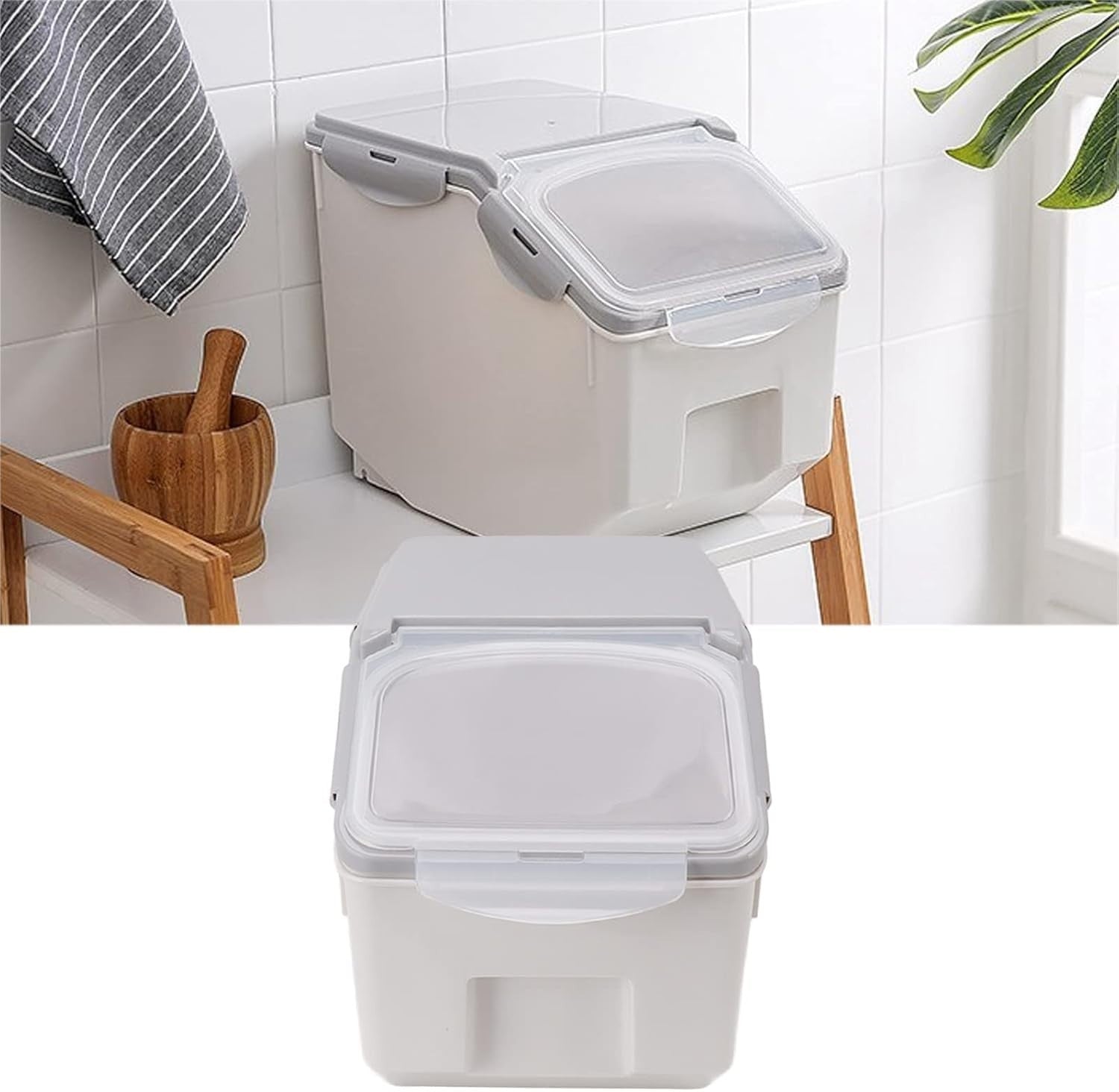 10KG Airtight Rice Storage Container Double Seal Grain Dispenser