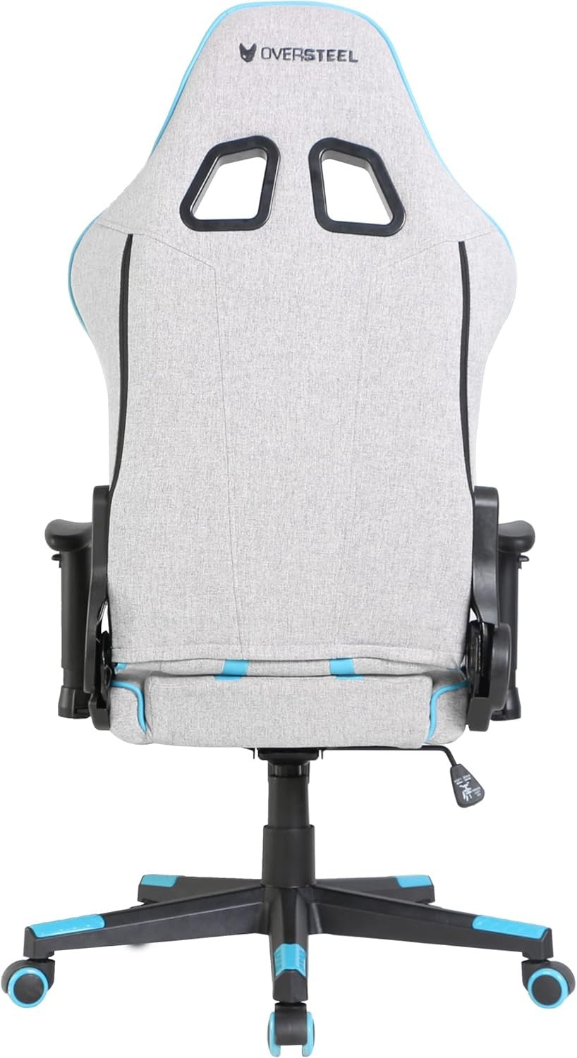 Professional Gaming Chair 180° Recline Fabric Grey Blue