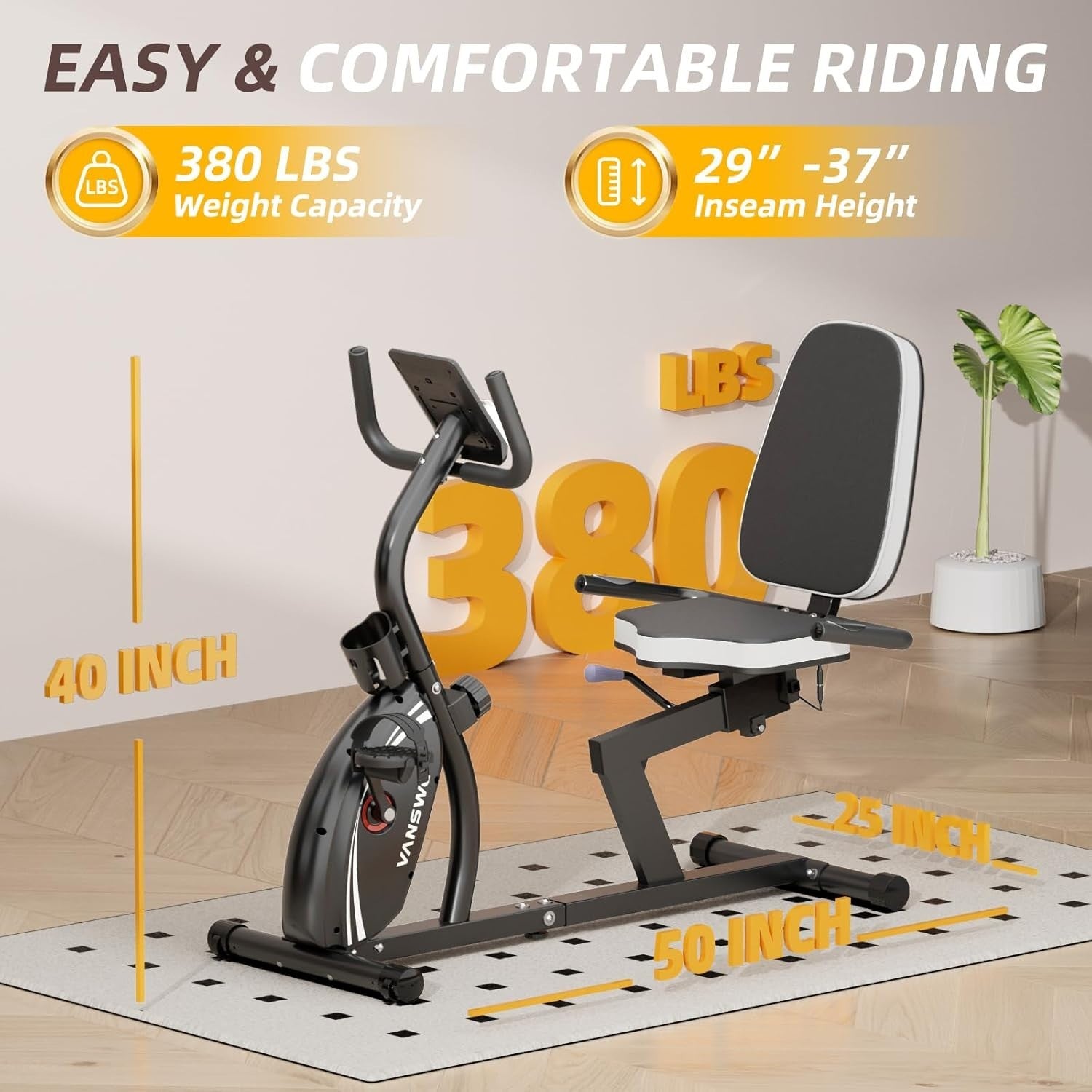 Recumbent Exercise Bike Magnetic 16-Level Bluetooth LED Heart Rate Home Fitness