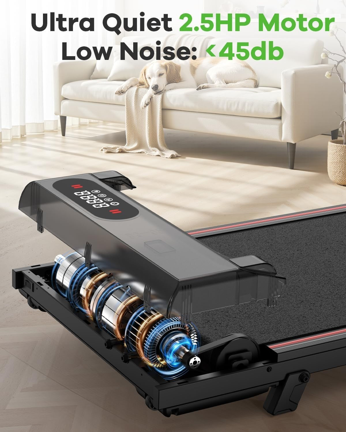 Under Desk Treadmill 1-8km/h with Incline | Quiet Home Walking Pad, LED Display