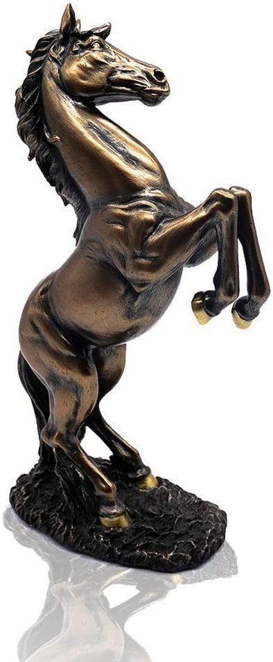 Bronze Rearing Horse Statue 31cm Resin Art Decor Elegant Home Office Sculpture