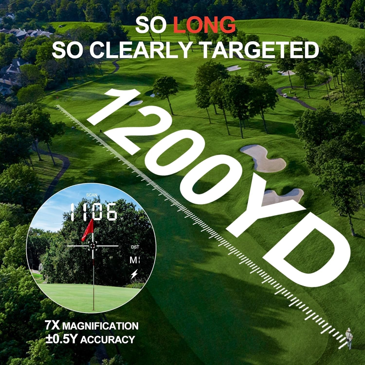 Golf Rangefinder with Slope 1200 Yards 7X Pin Lock Vibration Laser