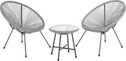 Rattan Garden Set 2 Chairs + Glass Table | Weatherproof, Easy Assembly