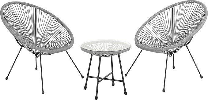 Rattan Garden Set 2 Chairs + Glass Table | Weatherproof, Easy Assembly