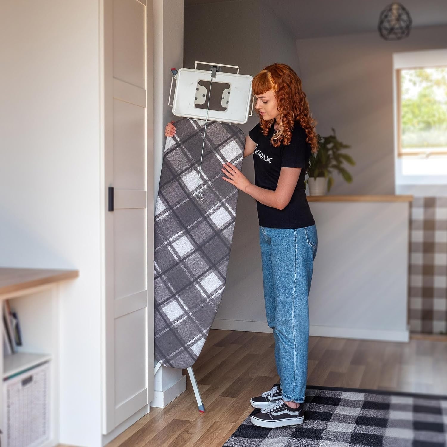 Extra Wide Steam Ironing Board Height Adjustable with Iron Rest Socket