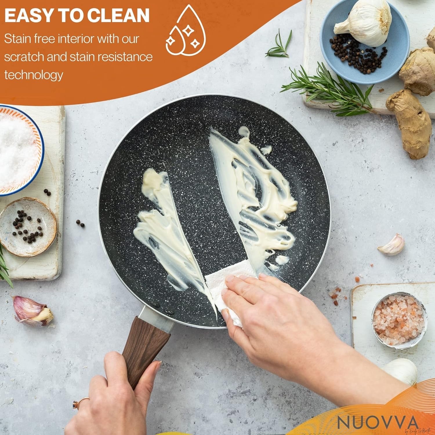 8pcs Marble Non Stick Cookware Set with Lids – Induction & Gas Safe Pots