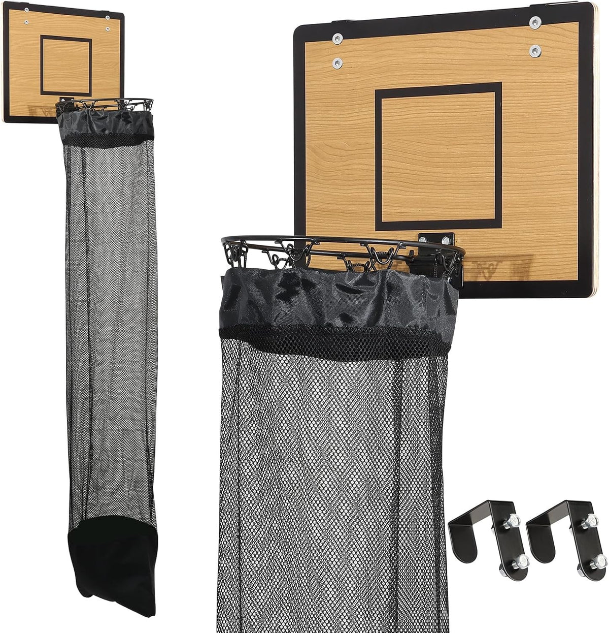 Basketball Hoop Laundry Hamper Over Door | Hanging Laundry Basket w/ Zipper | Ki
