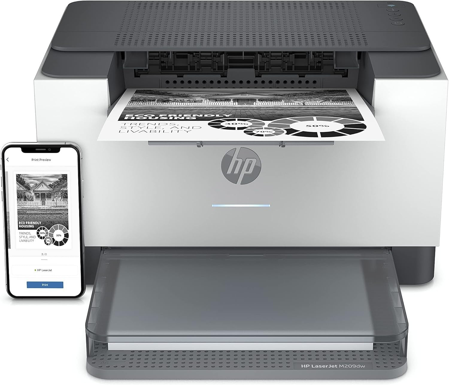 White Mono Laser Printer A4 Wireless Duplex 30ppm Small Office Home