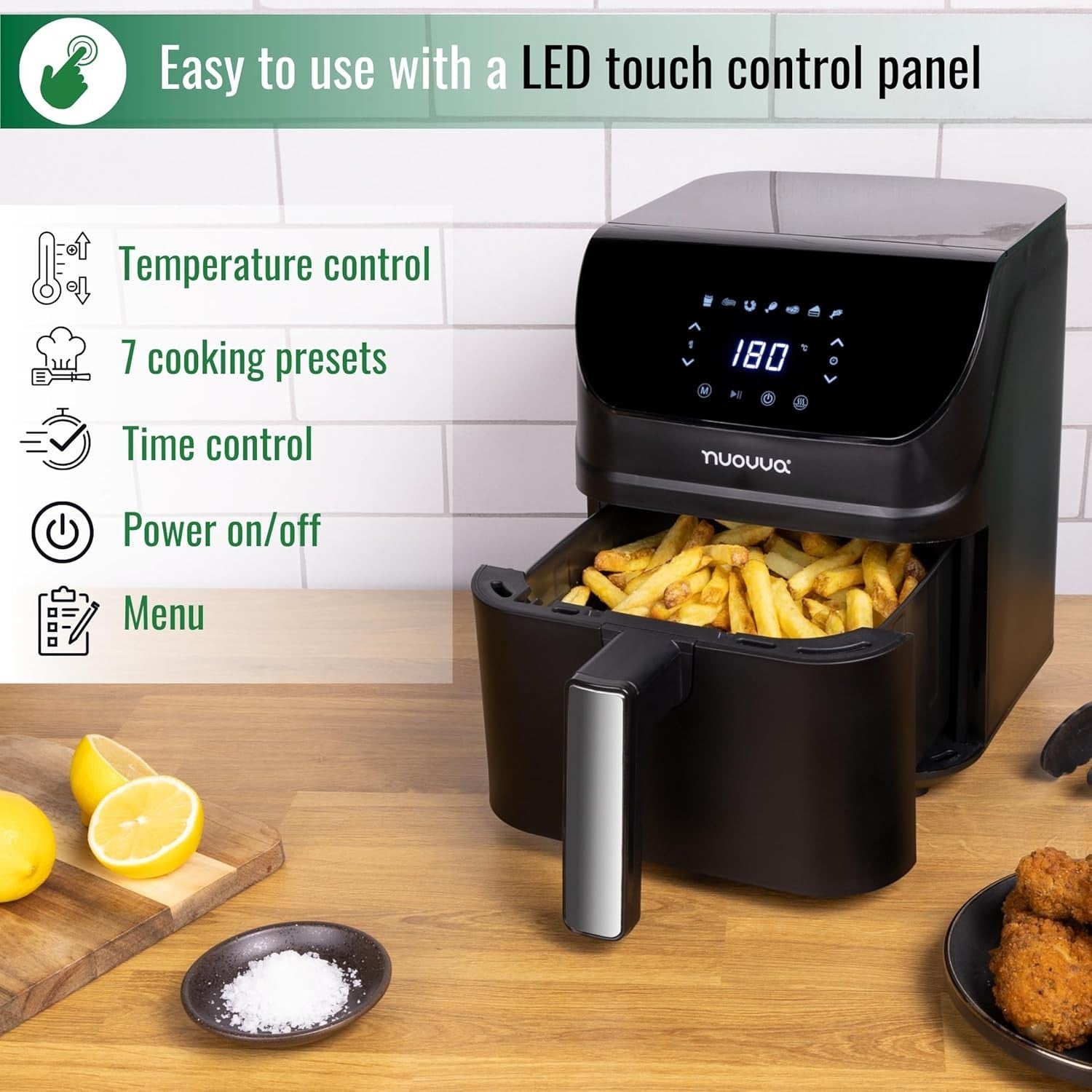 4L Digital Air Fryer 7 Presets Oil-Free Cooker Timer Touch Display 1200W