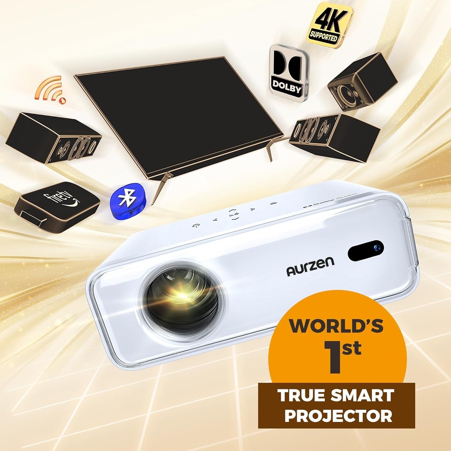 Netflix Smart 1080P Projector 4K HDR Dolby Audio Auto Focus WiFi