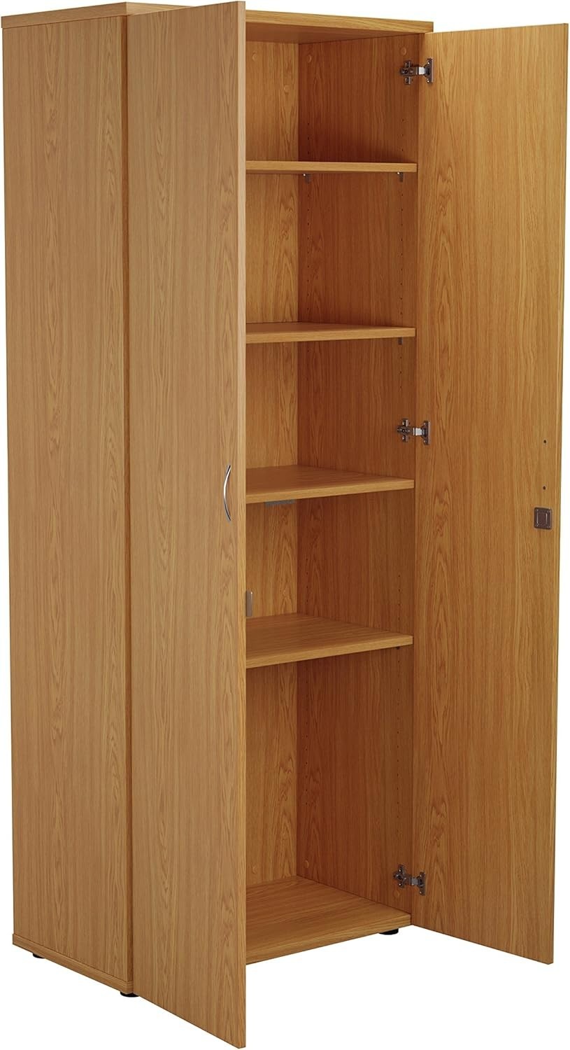 Oak Tall Office Cupboard 4 Shelf Lockable 200cm Storage Unit