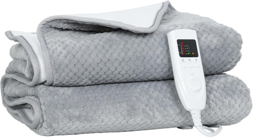 Electric Heated Throw Blanket 140x160cm Dual Control Soft Fleece Fast Heat