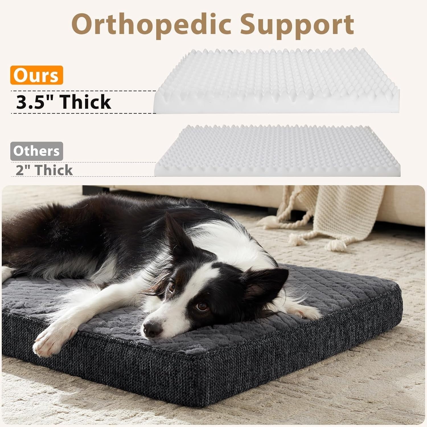 XL Orthopedic Dog Crate Bed 104x69cm Memory Foam Washable