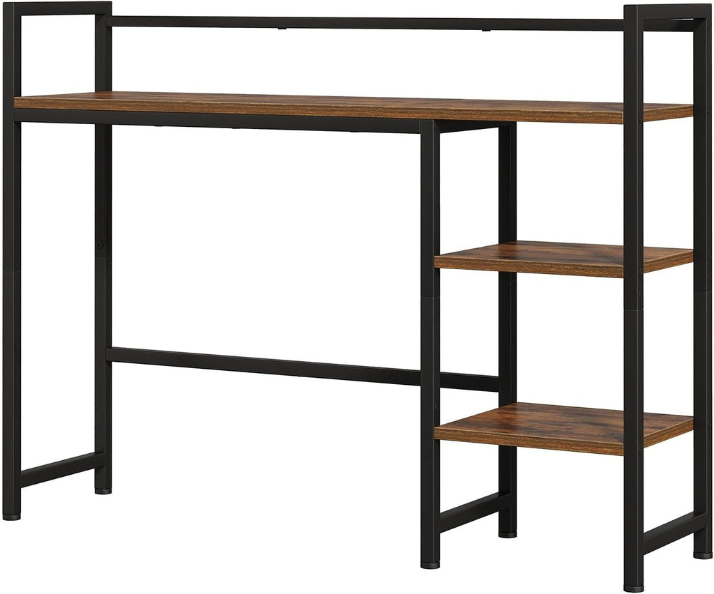 38.6" Desk Hutch 3-Tier Desktop Shelf Organizer Rack Monitor Stand Rustic Brown
