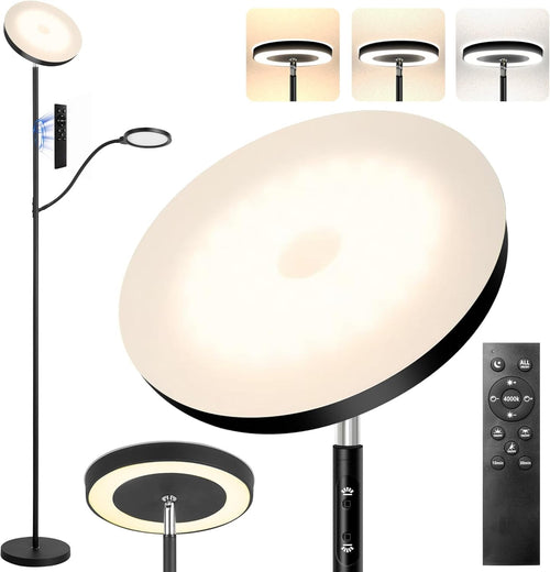 LED Floor Lamp 36W 3000LM Dimmable Torchier with Reading Light Remote