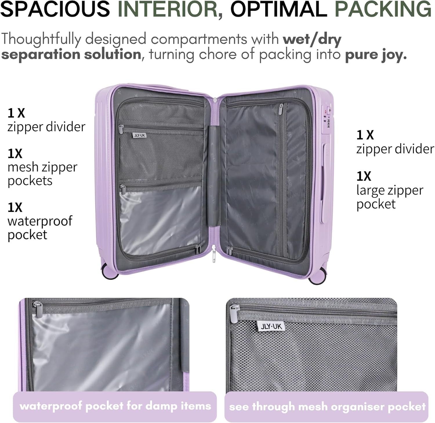 3pc Hard Shell Luggage Set Cabin Medium Large TSA Lock Spinner Suitcases