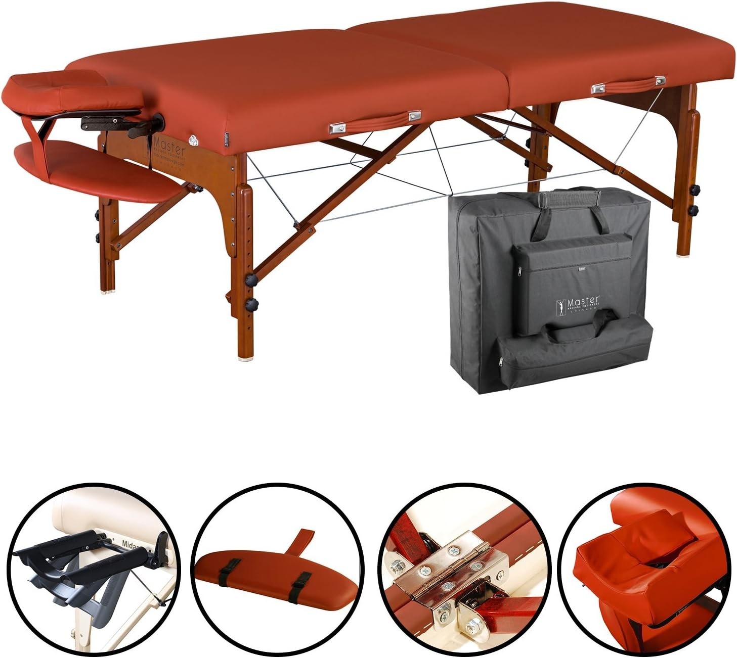 79cm Extra Wide Massage Table Memory Foam Portable Spa Beauty Couch Red