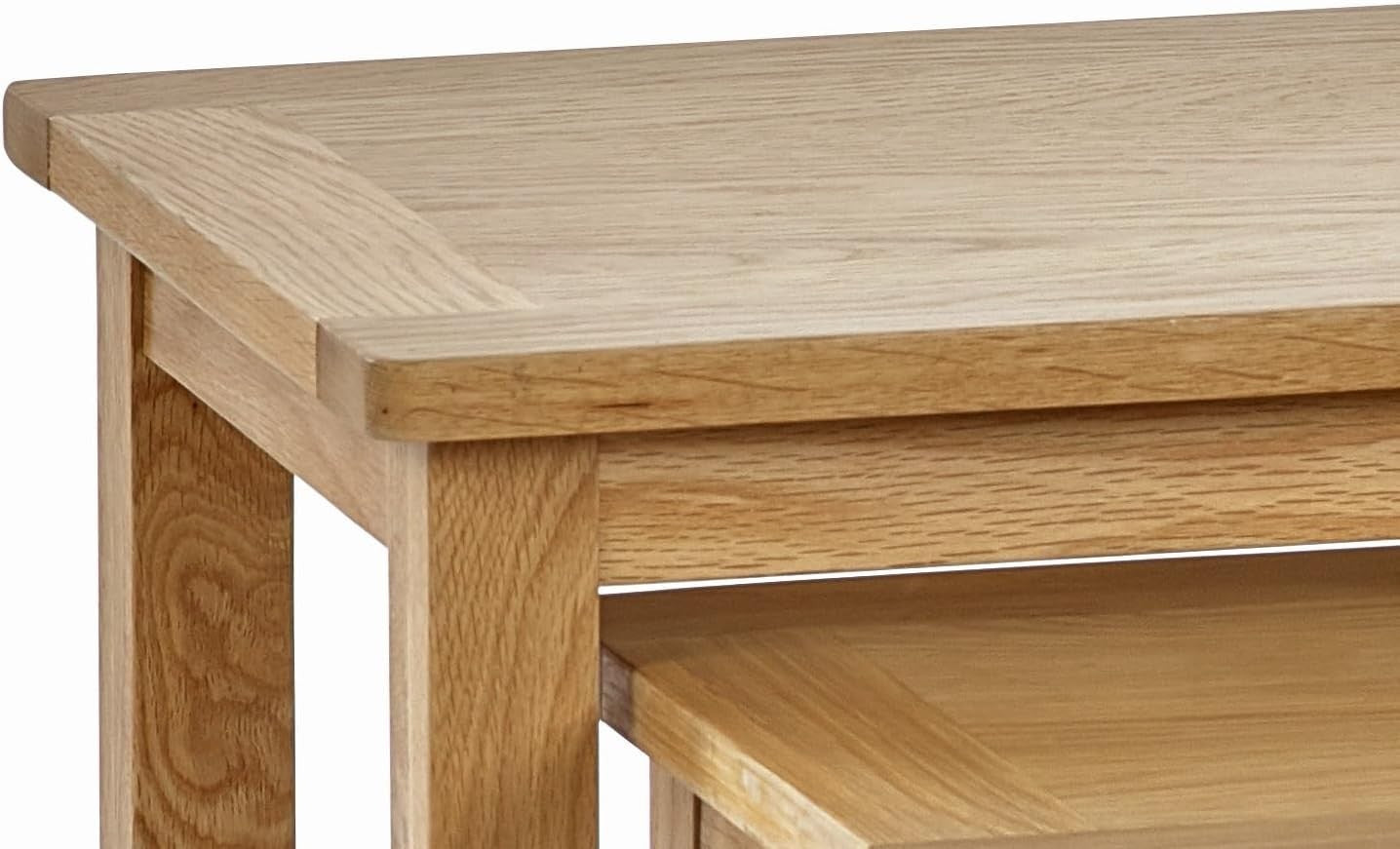 Oak Wood Nesting End Tables Set of 2 Rectangular Space Saving Side Table