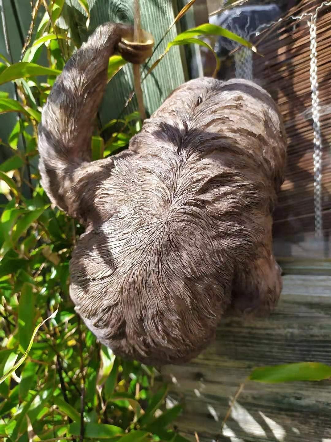 Climbing Sloth Garden Ornament on Rope – 30cm Weatherproof Resin Outdoor Decor
