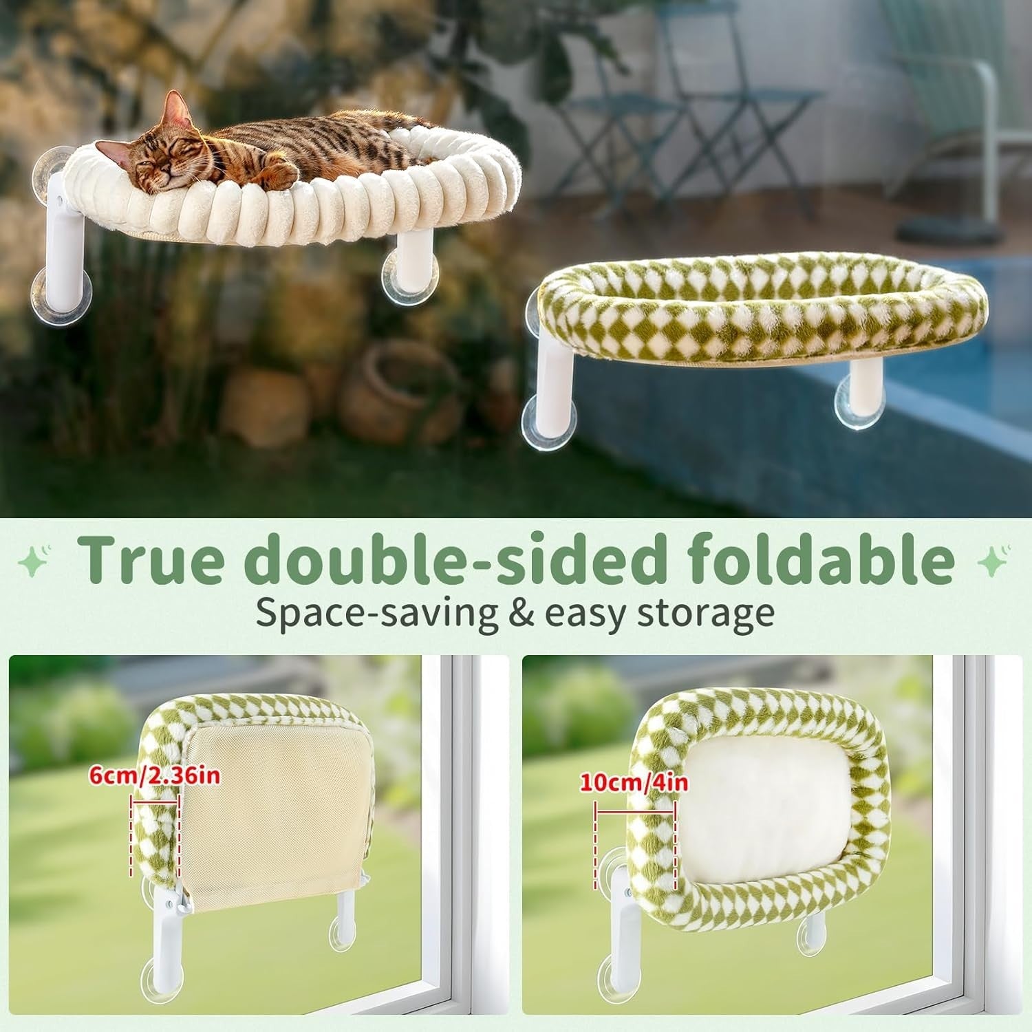 Foldable Cat Window Hammock Perch Suction Cup Seat Washable Cushion