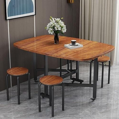 Space-Saving Brown Folding Dining Table with Extendable Butterfly Leaf 120x80cm