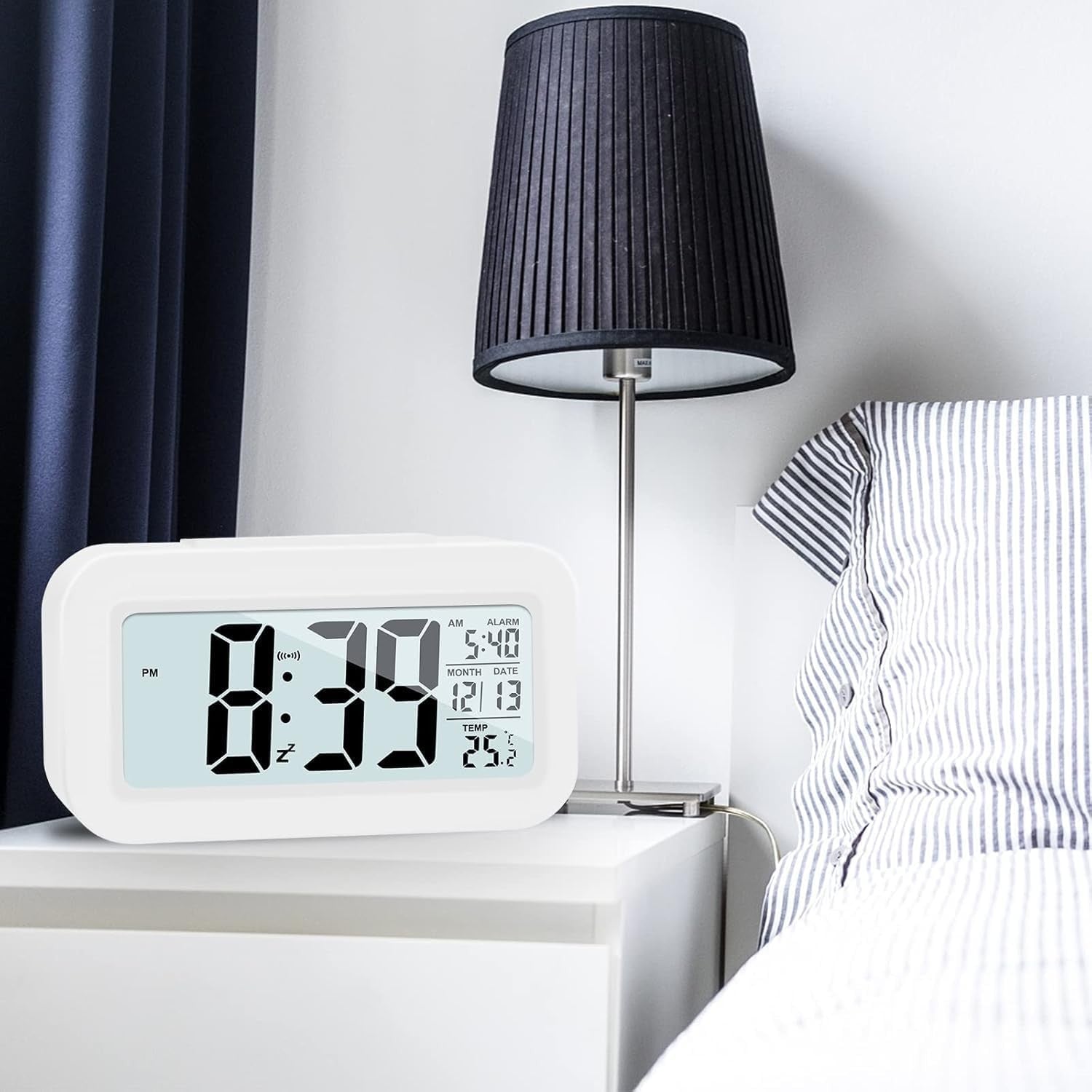 Large LCD Alarm Clock Battery Operated 12/24H Snooze Bedroom Travel Desk