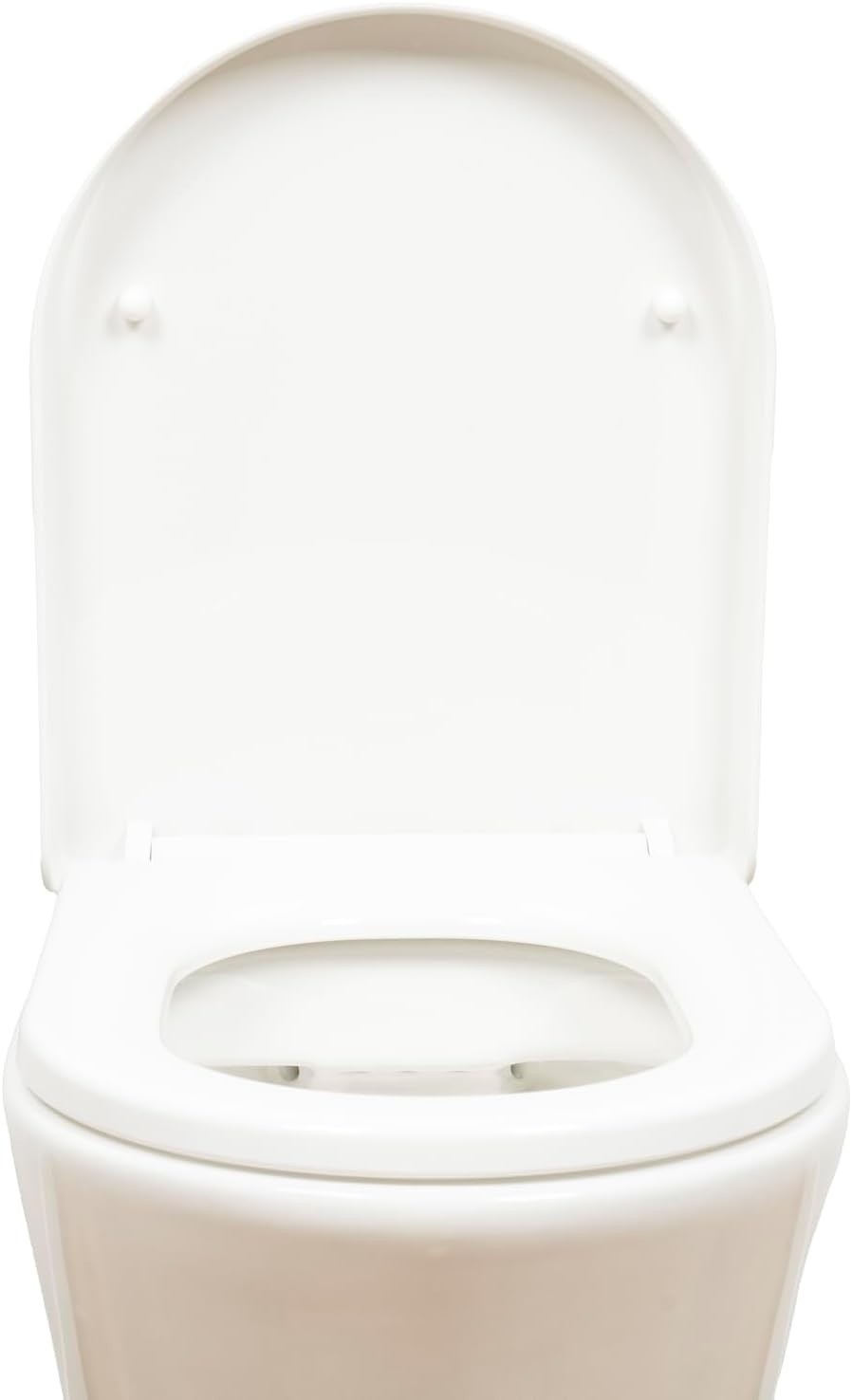 White D-Shaped Toilet Seat Thermoplastic Quick Release Top & Bottom Fix 45x36cm