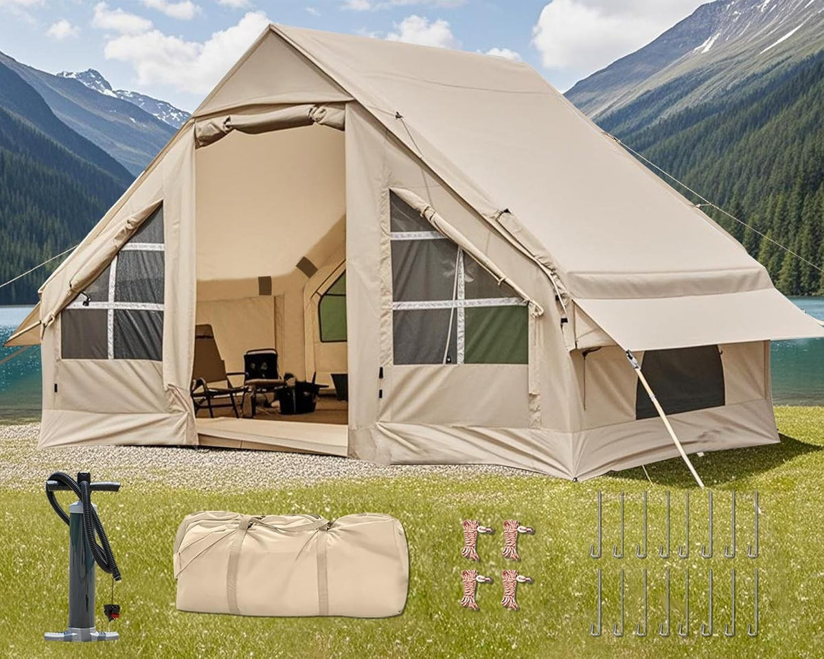 4 Person Inflatable Air Tent Waterproof Glamping w Rainfly