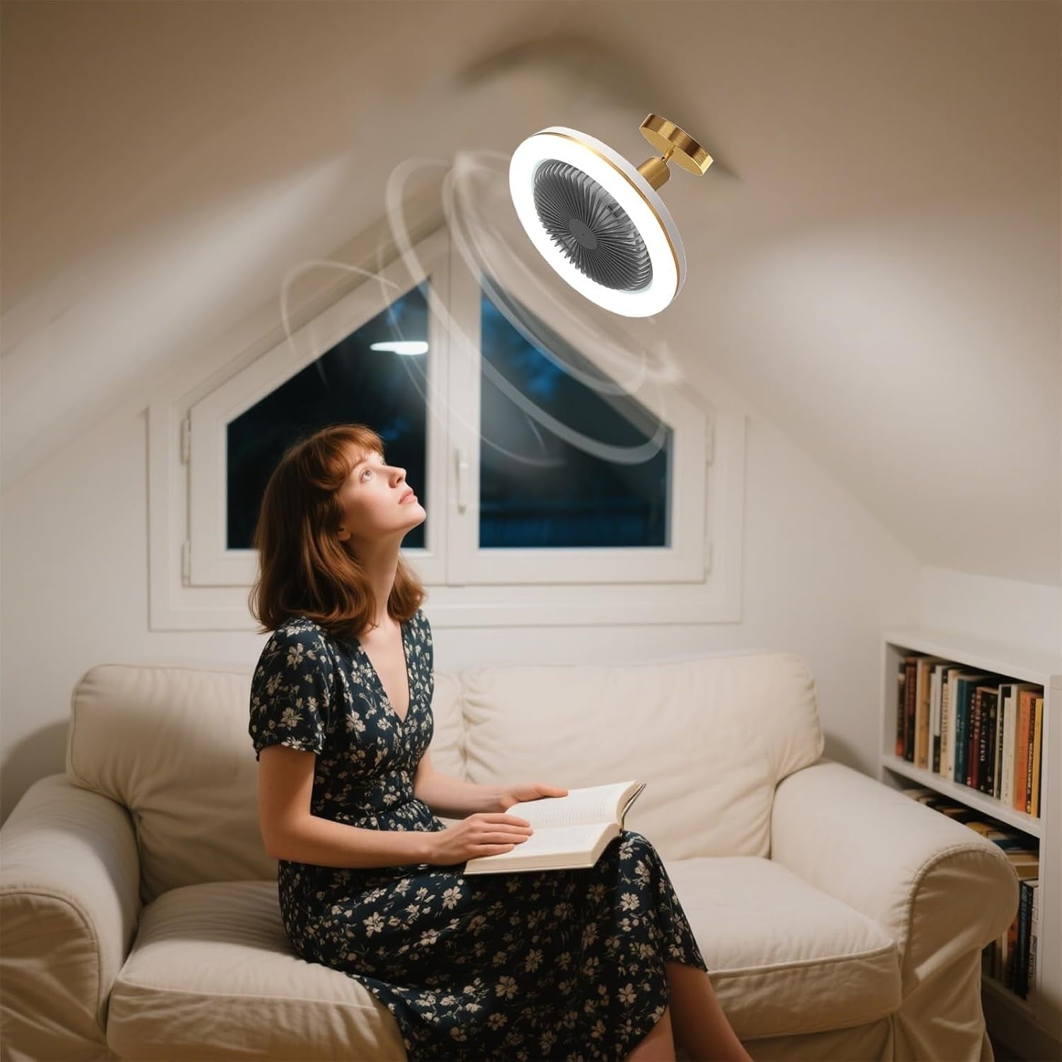 WRMING Smart Ceiling Fan 30W with Light, Grey, Dimmable, Remote, 3 Speeds
