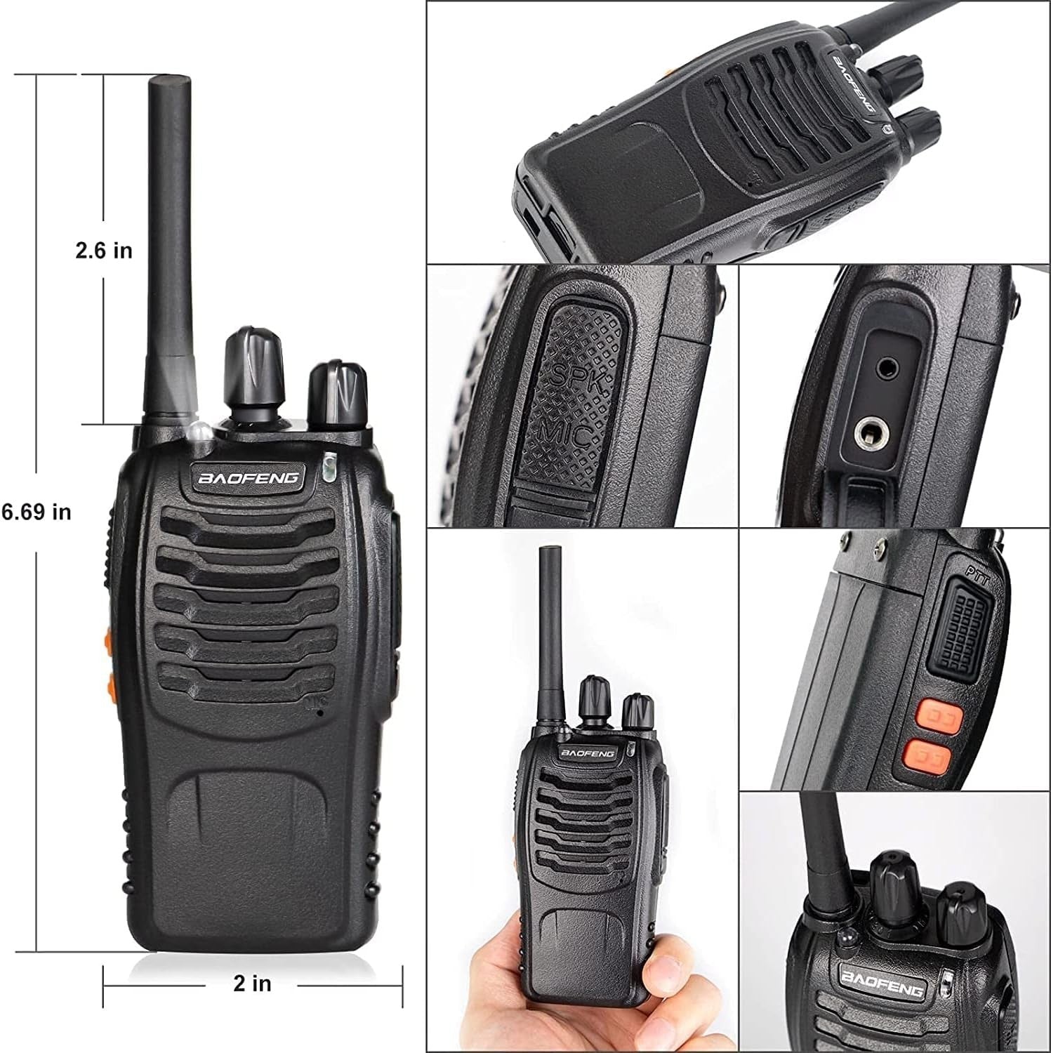 Long Range Walkie Talkies 4 Pack Rechargeable 2 Way Radios VOX USB Set