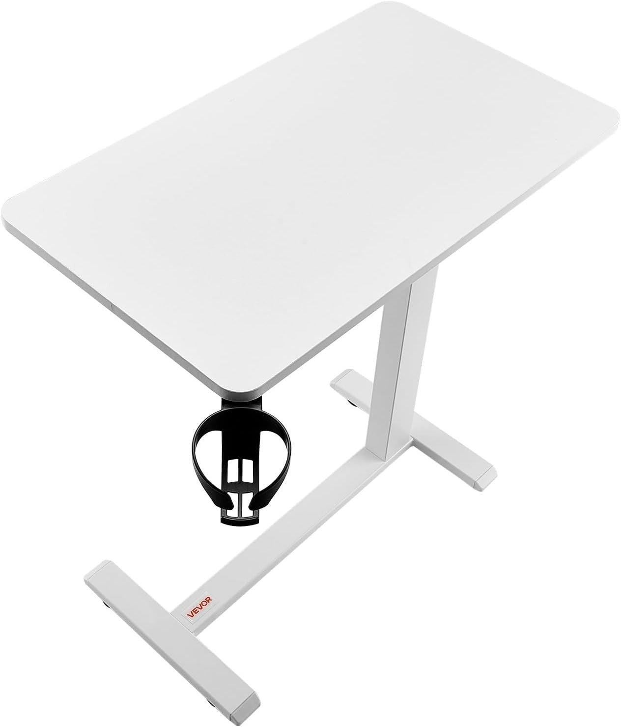 Overbed Laptop Table Height Adjustable Rolling Desk with Wheels Cup Holder