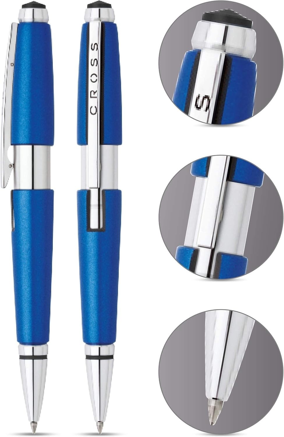 Luxury Nitro Blue Rollerball Pen Model Edge Fine Point Gift Box