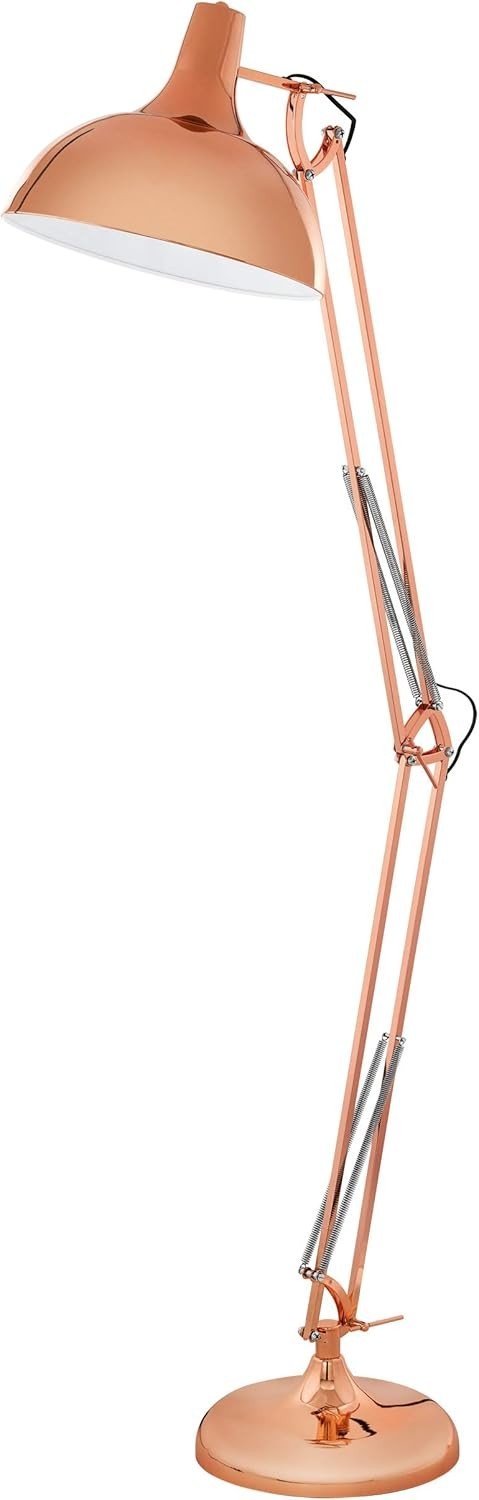 Adjustable Copper Industrial Floor Lamp with Foot Switch, 190cm