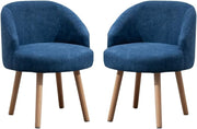 Set of 2 Small Linen Tub Chairs Lounge Side Armchairs Blue