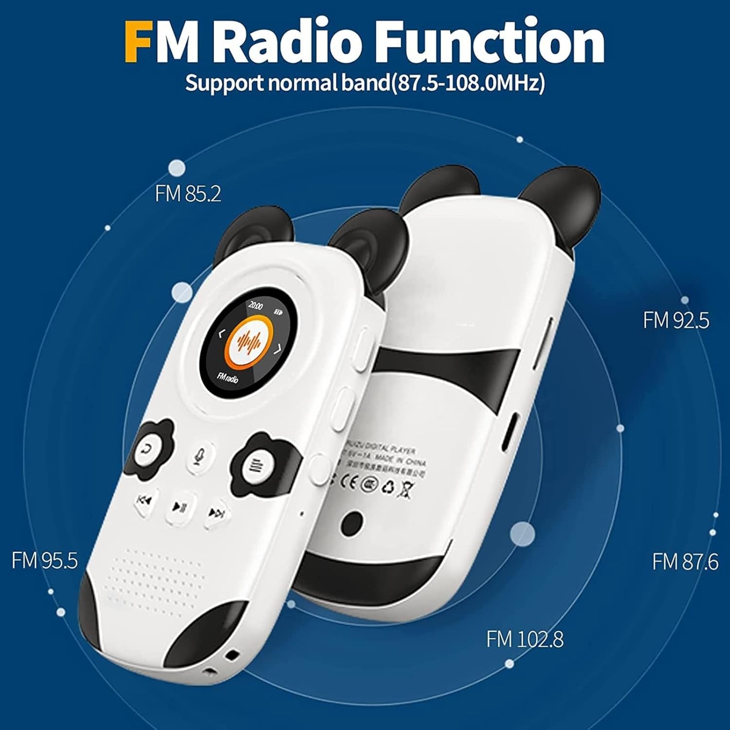 16GB MP3 Player Bluetooth 5.0 FM Radio Recorder Pedometer Yellow