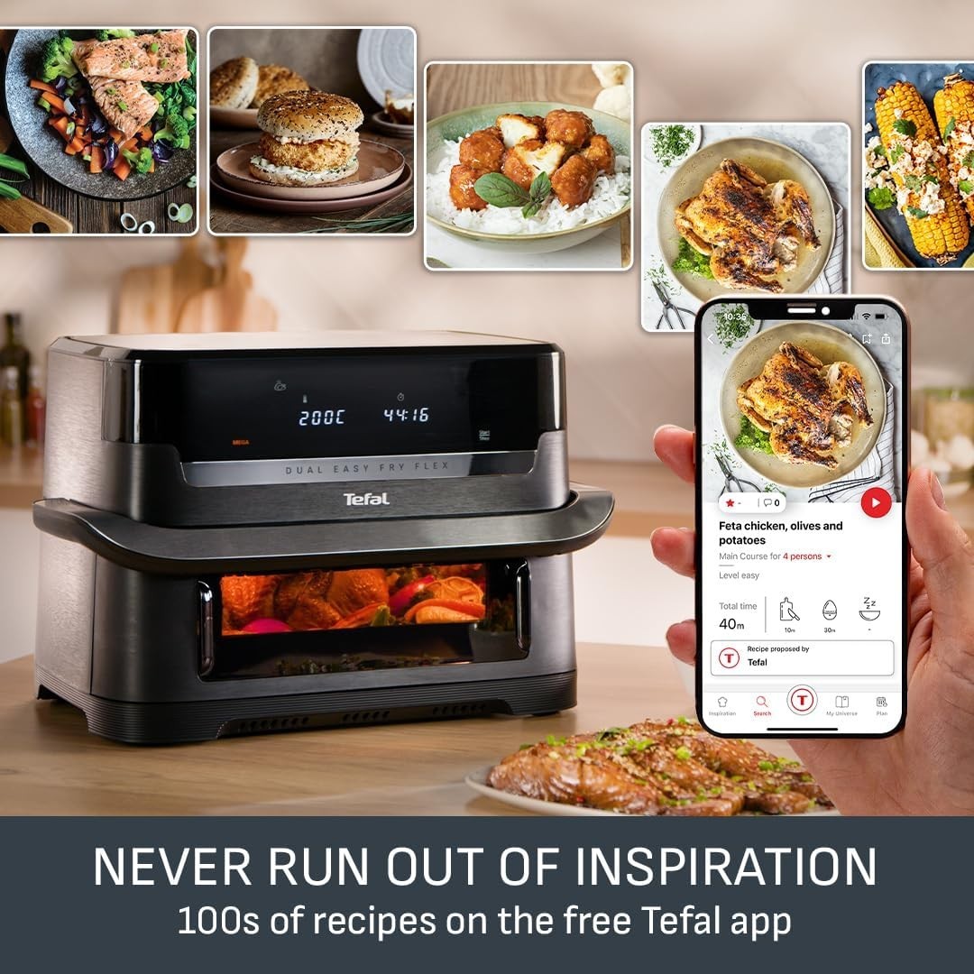 9L Dual Zone Air Fryer FlexCook Divider Extra Large Oven 7 Presets Energy Saving