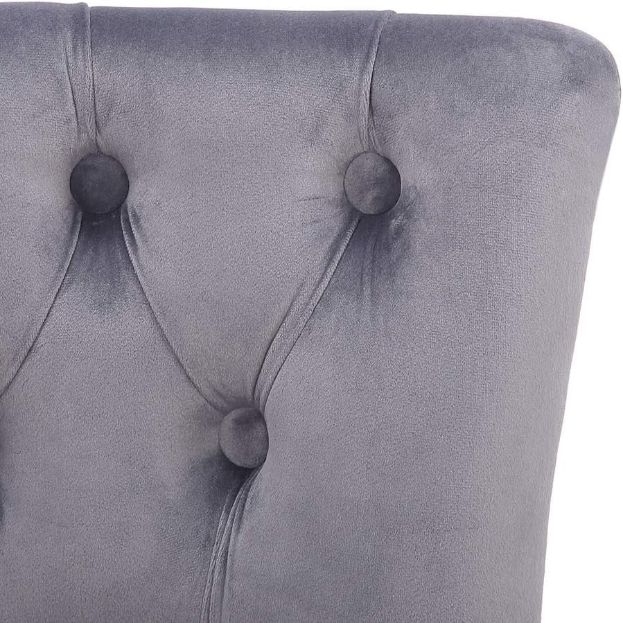Grey High-Back Linen Vanity Chair – Padded Dressing Table Stool 40×40×69cm