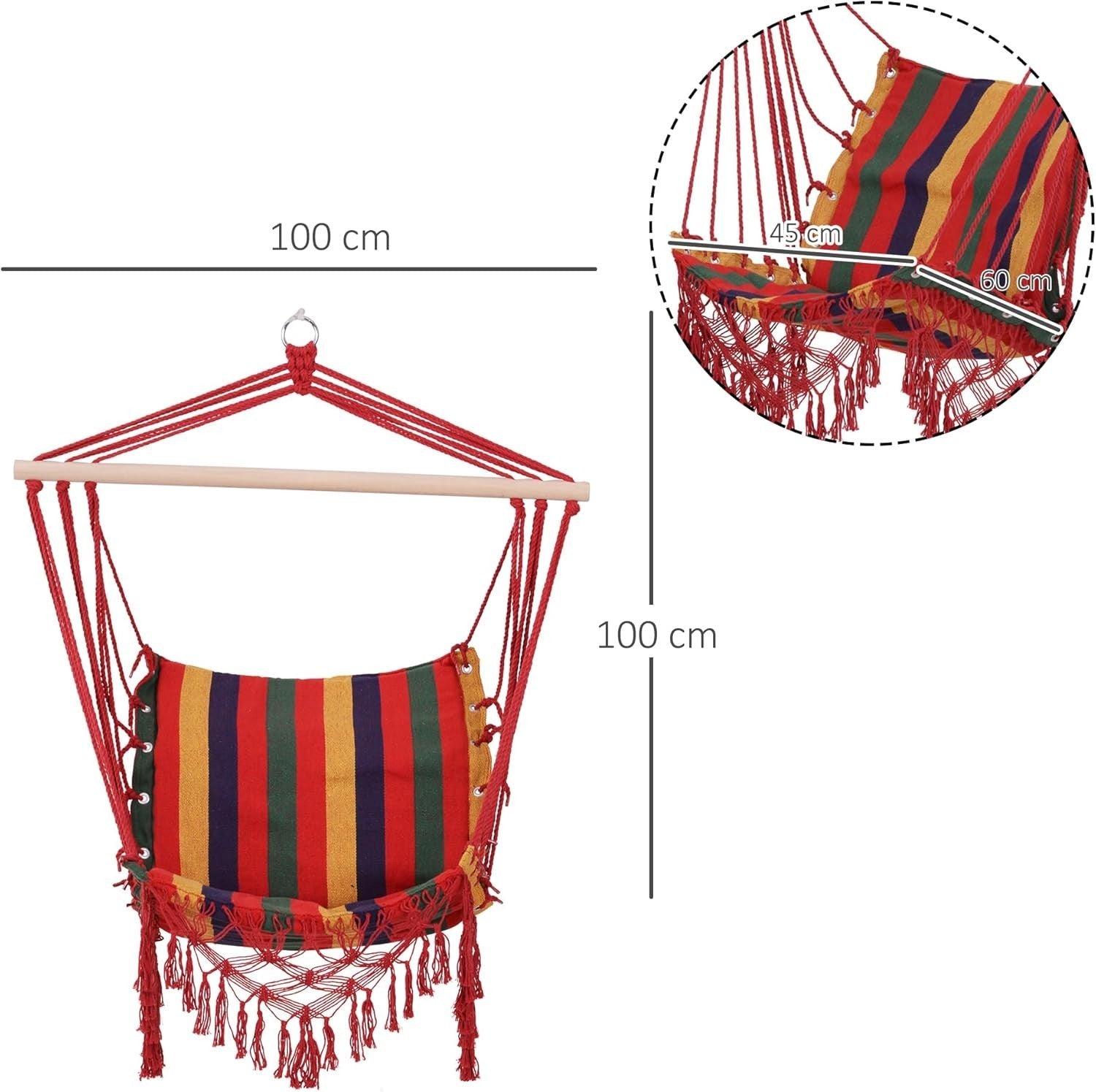Hammock Chair Swing with Spreader Bar | Indoor Outdoor Hanging Seat