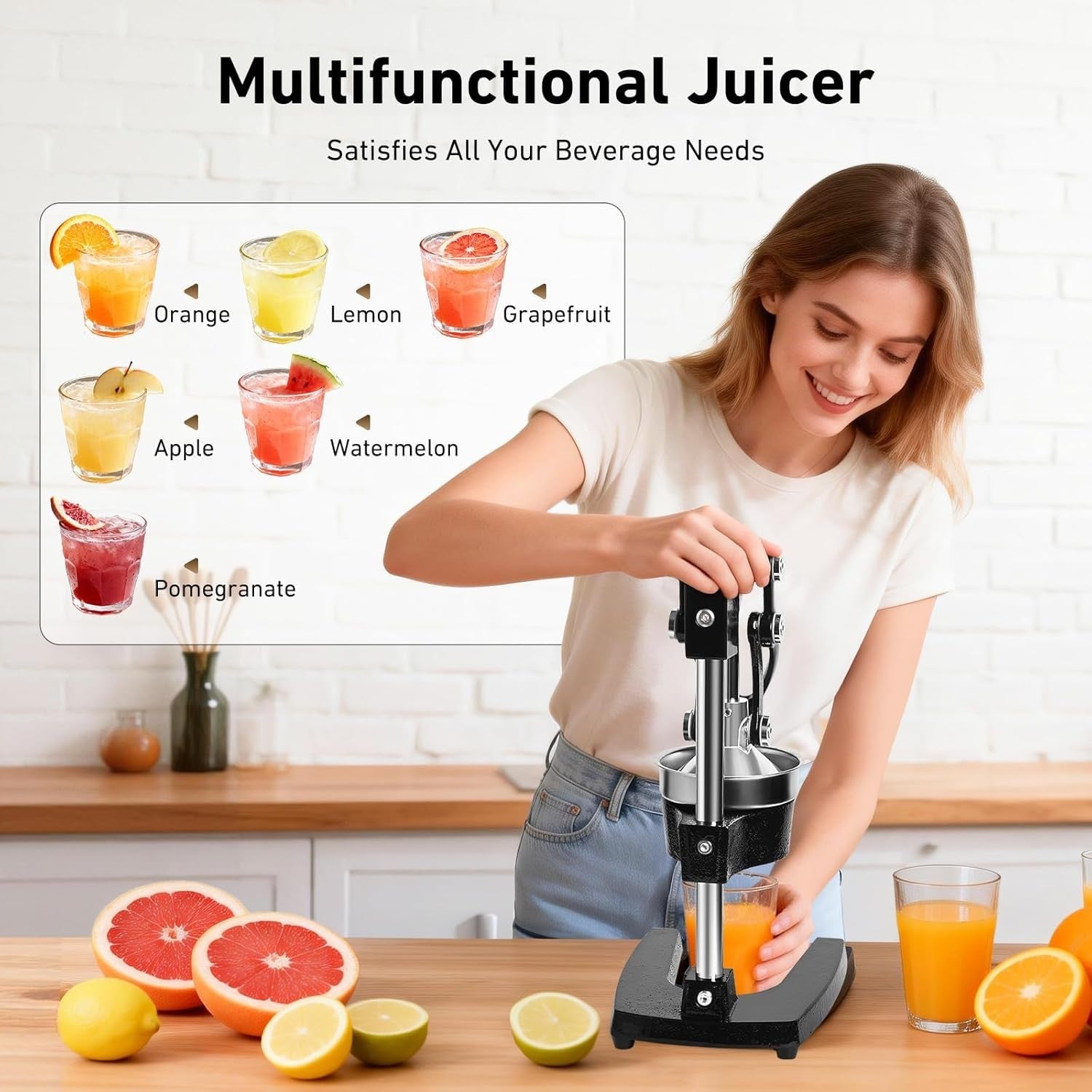 Manual Citrus Juicer Heavy Duty Cast Iron Hand Press Commercial Grade Pro
