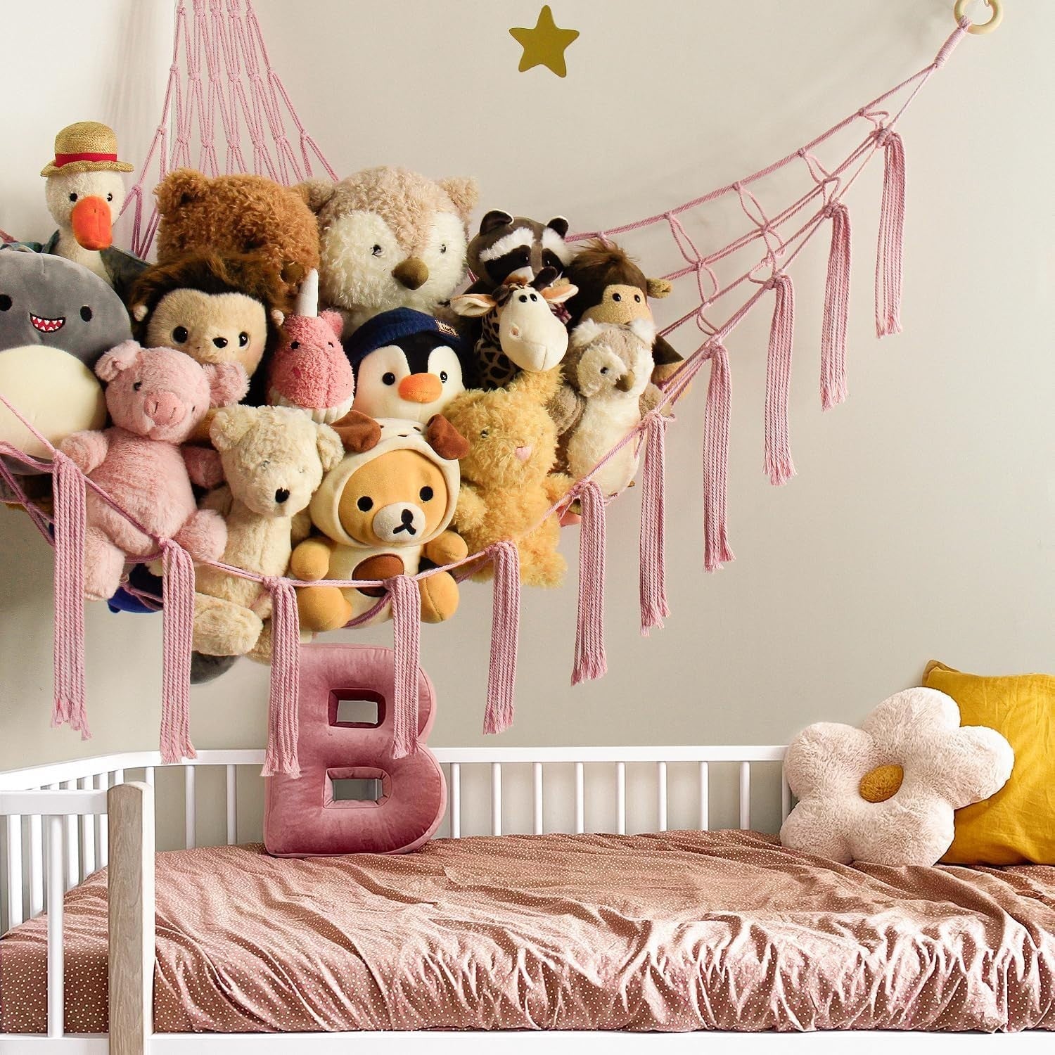 XL Toy Hammock Storage Net for Stuffed Animals – Cotton Wall Corner Holder