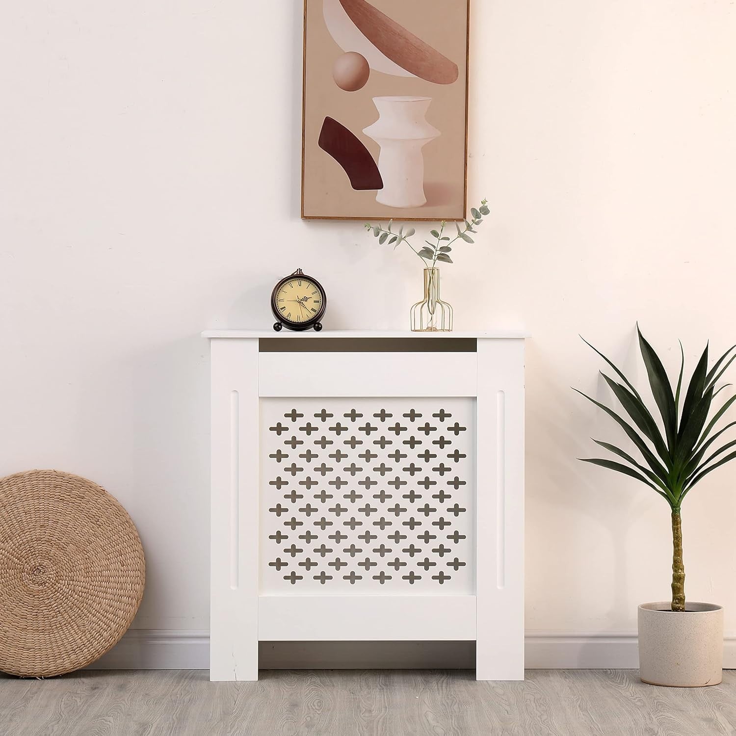 Modern MDF Radiator Cover Small White | Decorative Grill Cabinet