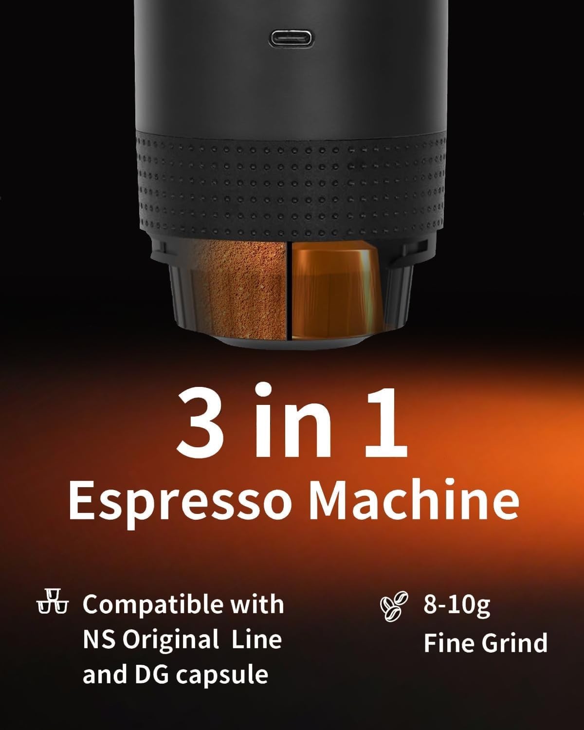 Portable 20Bar Mini Espresso Maker Self-Heating Travel Coffee Machine Pod