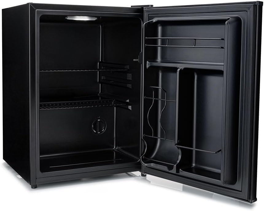 54L Mini Fridge Beer & Drink Cooler LED Solid Door Compact Black