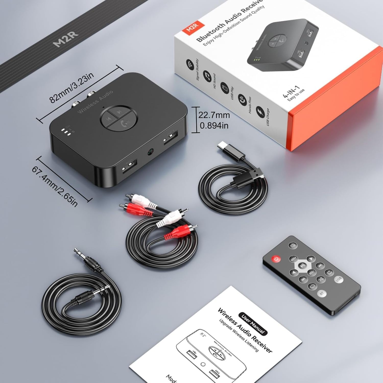 Bluetooth 5.4 Receiver Adapter HiFi Audio RCA AUX Low Latency Remote