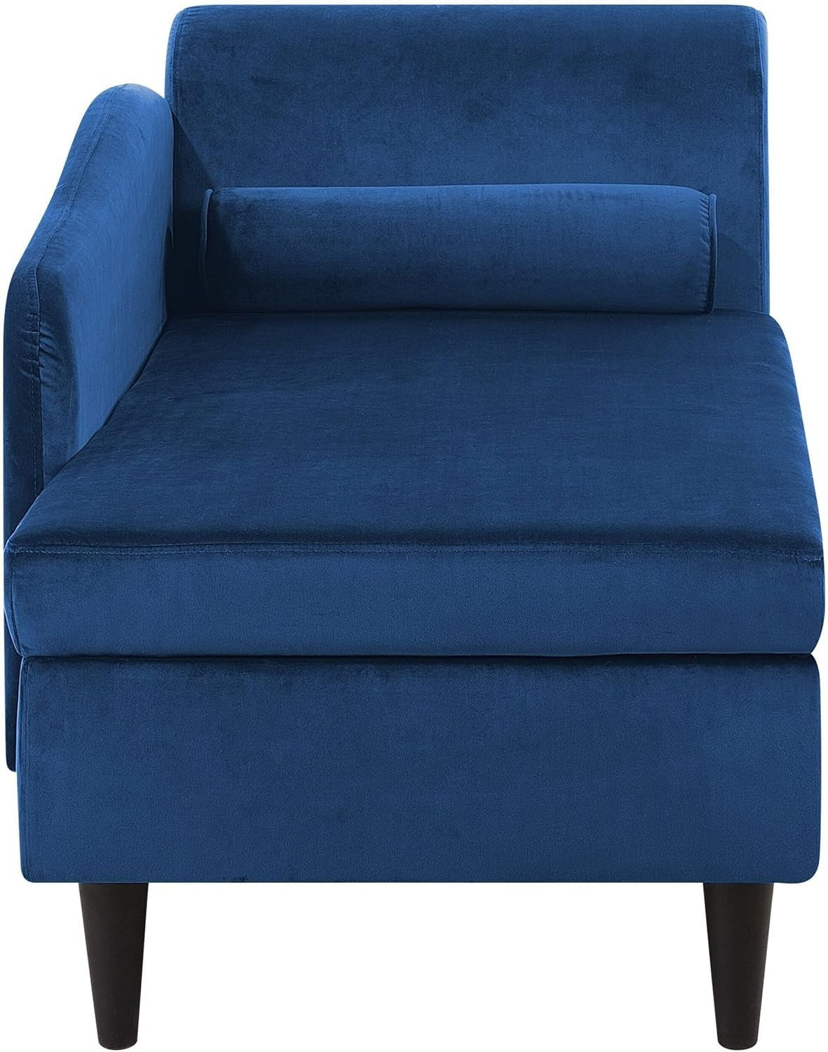 Navy Blue Velvet Right Hand Storage Chaise Lounge Solid Back Living Room