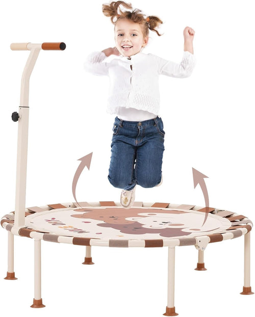 40'' Kids Trampoline Foldable Noise-Free with Safety Handle Indoor Outdoor