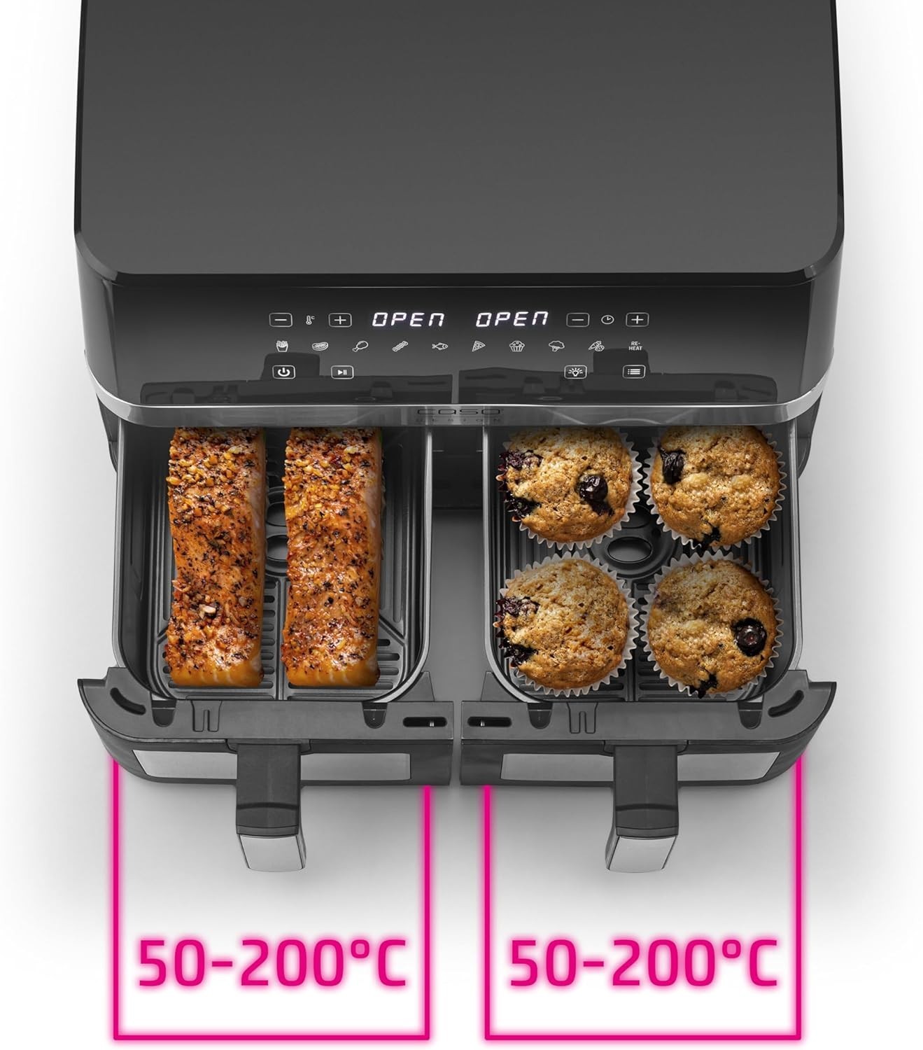 Dual Air Fryer & Mini Oven 14L | Twin 5.5L Baskets | 10 Presets | Fast Cooking