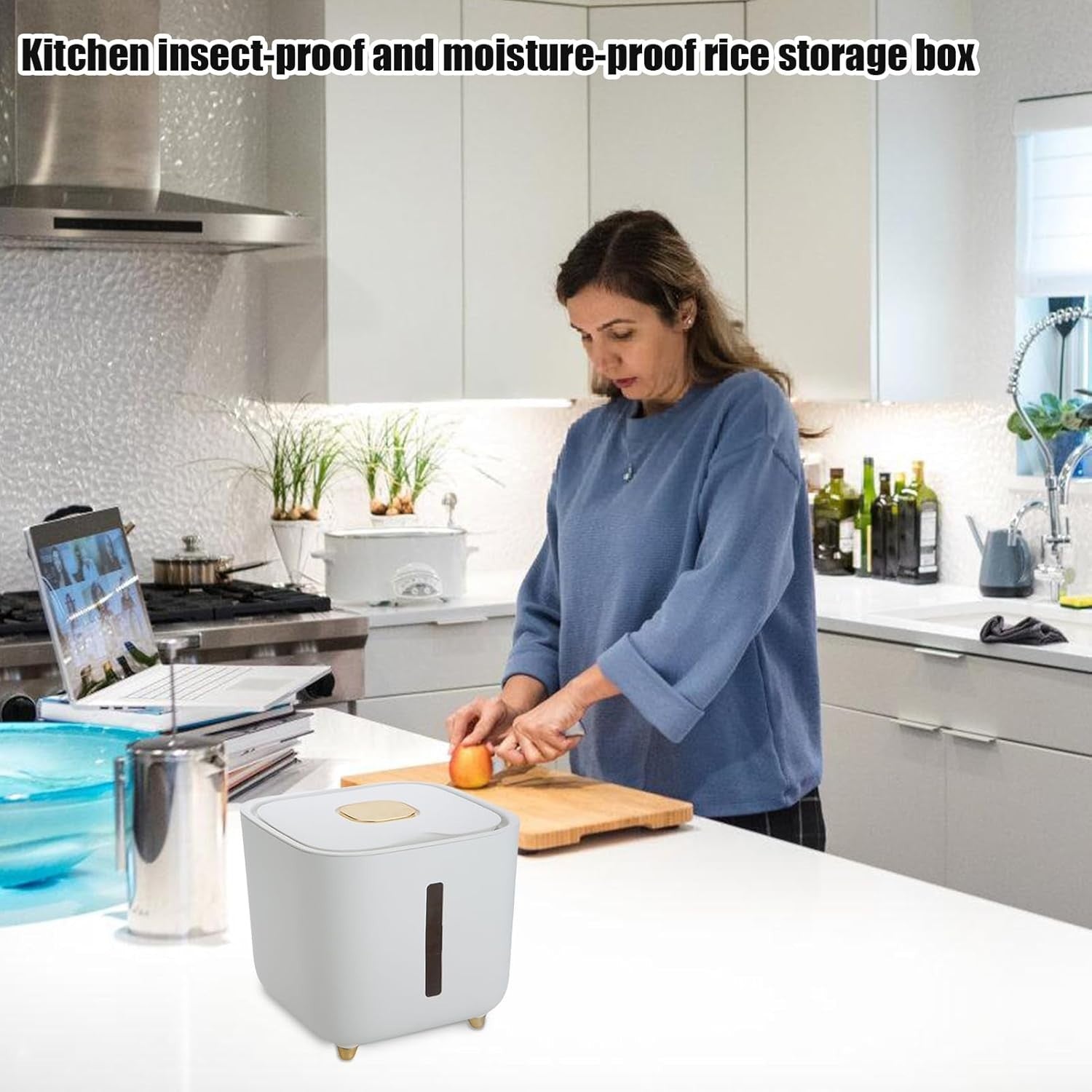 10KG Rice Dispenser Airtight Storage Container Clear Window Grain Bin